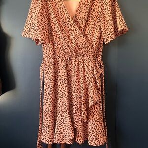 Miami Leopard Print Wrap Mini Dress